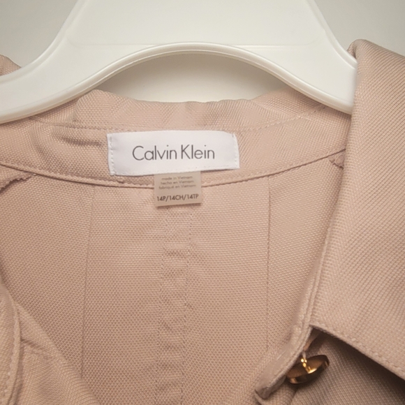Calvin Klein Soft Beige Button-Up Dress Size 14P - Picture 3 of 4